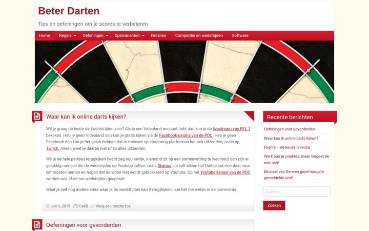 Screenshot of beterdarten.nl