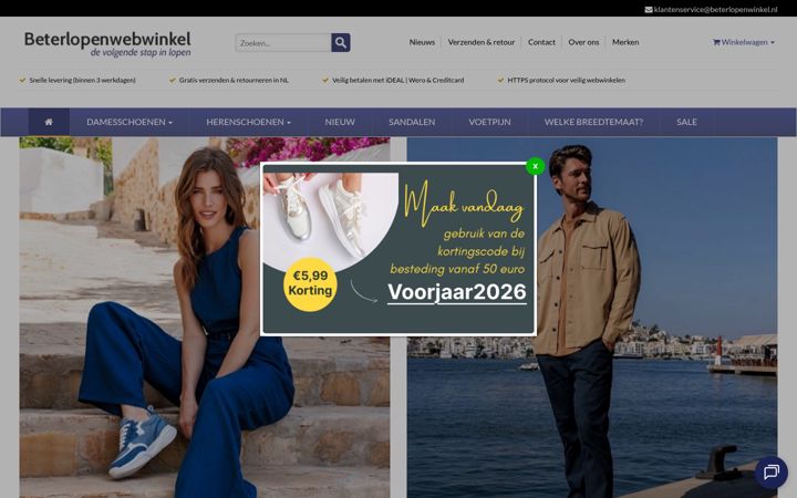 Screenshot of beterlopenwebwinkel.nl
