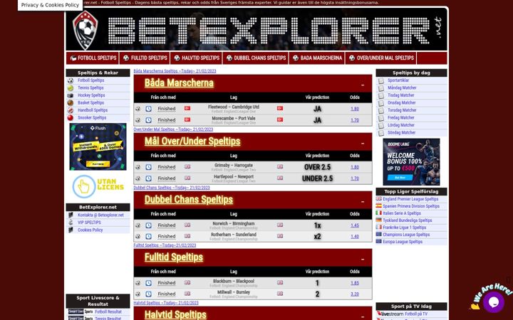 Screenshot ta' betexplorer.net