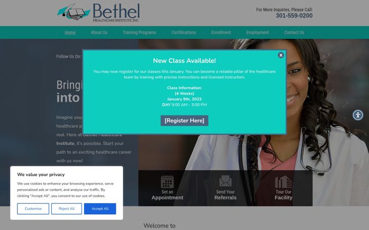 Screenshot of bethelhcinstitute.com