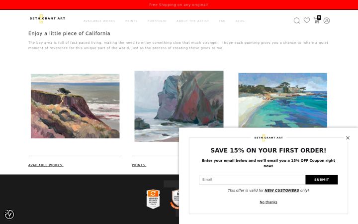 Screenshot of bethgrantart.com