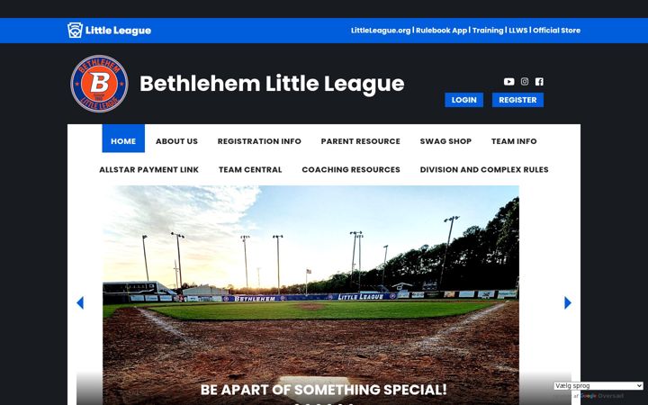 Screenshot of bethlehemlittleleague.org