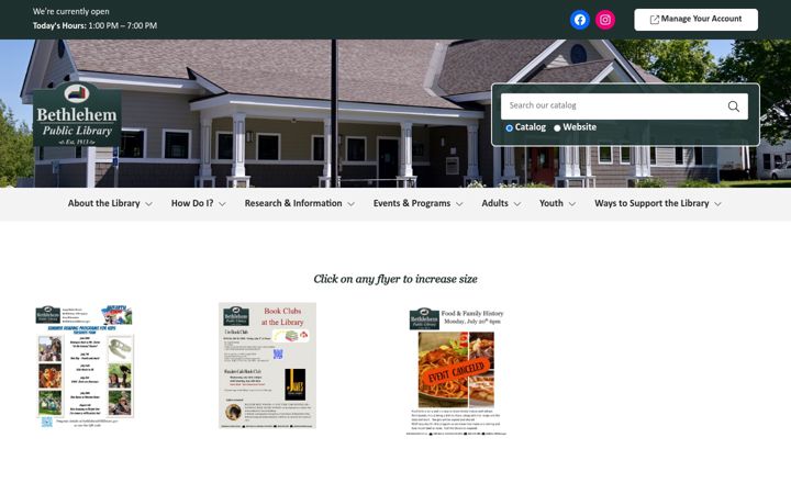 Screenshot of bethlehemnhlibrary.gov