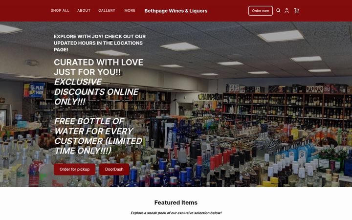 Zrzut ekranu bethpagewinesandliquors.com