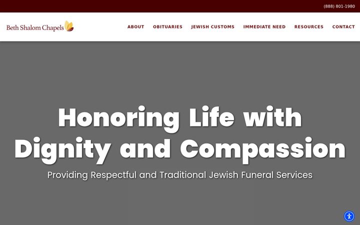 Screenshot of bethshalomchapels.com