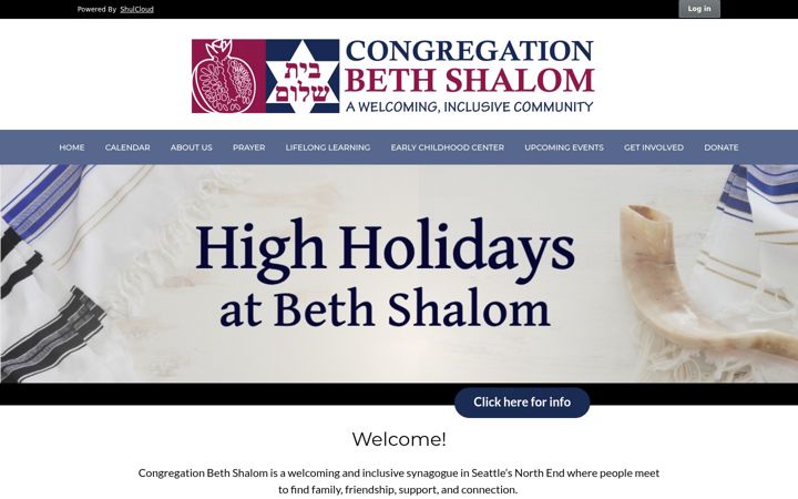 Екранна снимка на bethshalomseattle.org