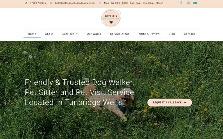 Screenshot of bethspoochesandpaws.co.uk