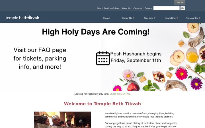 Screenshot of bethtikvah.com