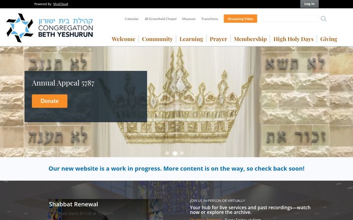 Screenshot of bethyeshurun.org