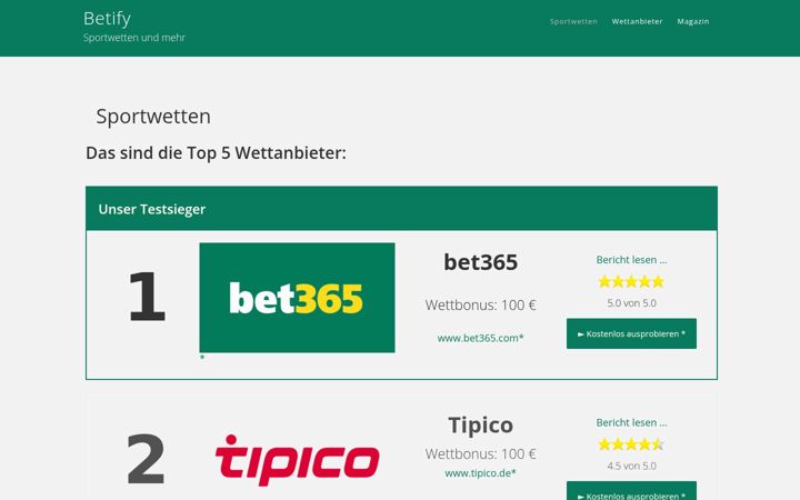 Screenshot van betify.de