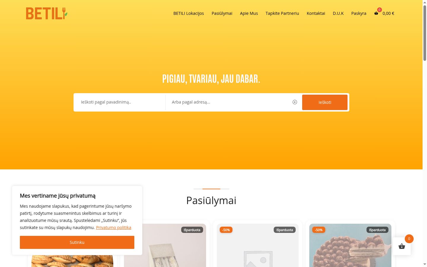 Screenshot del banner di consenso mostrato prima di qualsiasi interazione