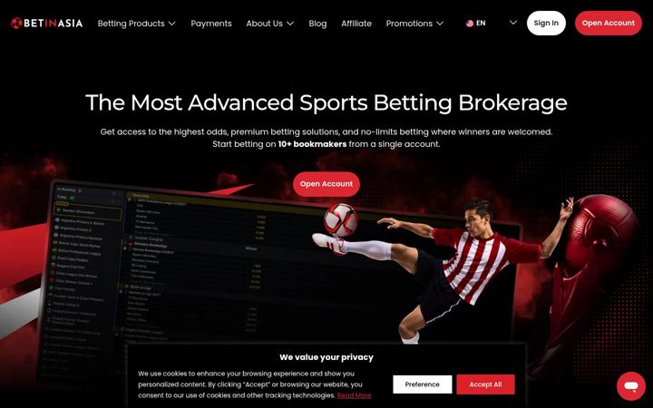 Screenshot of betinasia.com