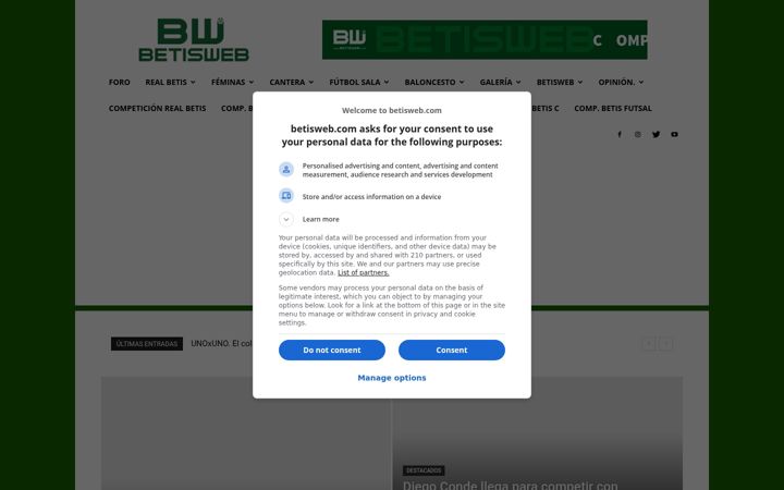 Screenshot of betisweb.com