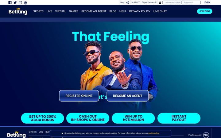 Screenshot ta' betking.com