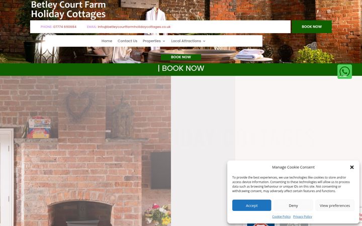 Screenshot of betleycourtfarmholidaycottages.co.uk