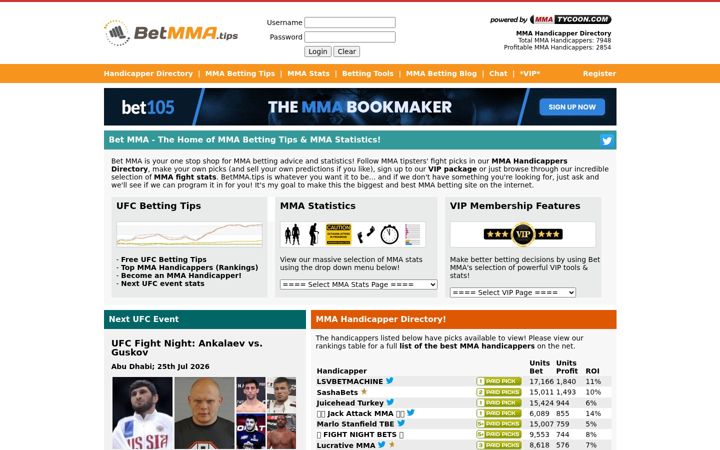 Screenshot of betmma.tips