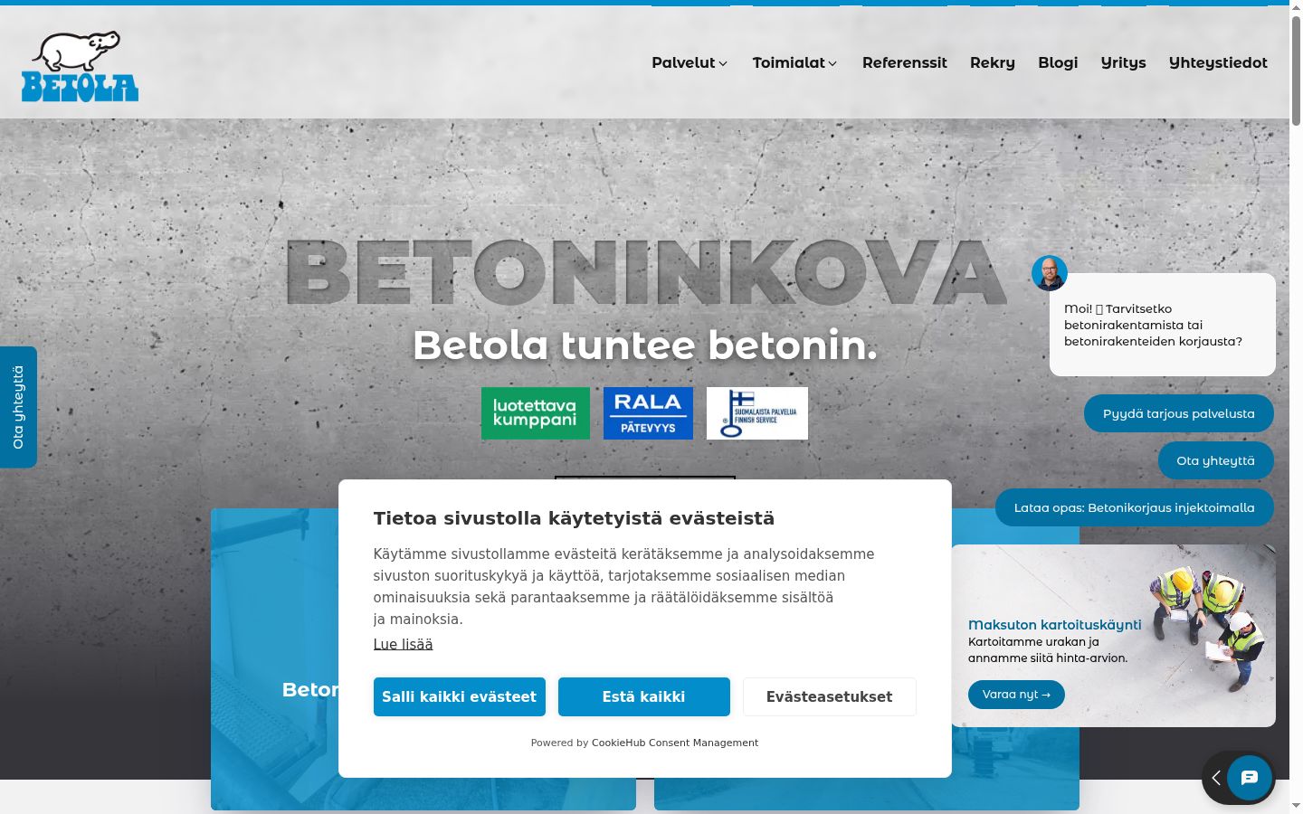 Sutikimo reklamjuostės, rodytos prieš bet kokią sąveiką, ekrano kopija