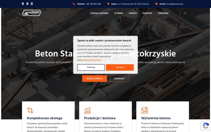 Kuvakaappaus sivustosta betomex.pl