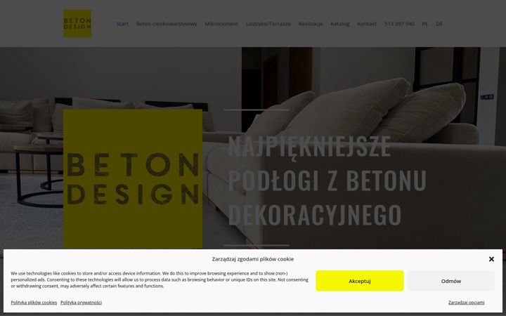 Kuvakaappaus sivustosta beton-design.pl