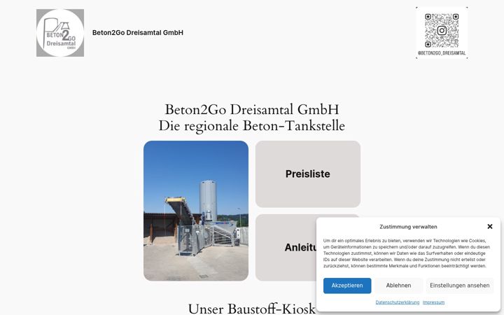Captură de ecran a beton2go-dreisamtal.de