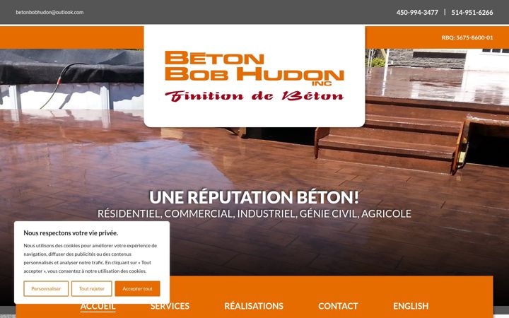 Screenshot of betonbobhudon.ca
