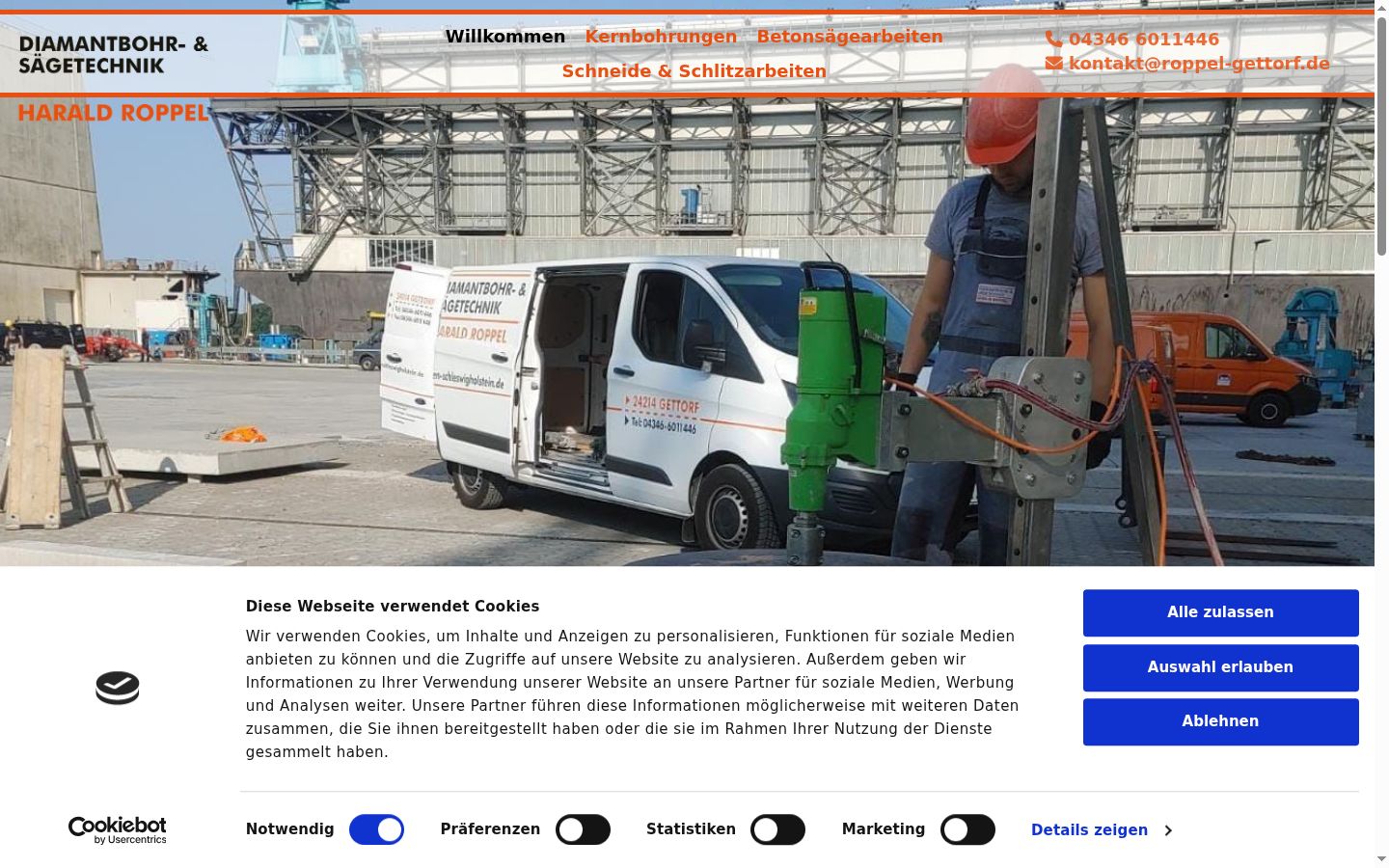 Screenshot des Einwilligungsbanners vor jeglicher Interaktion