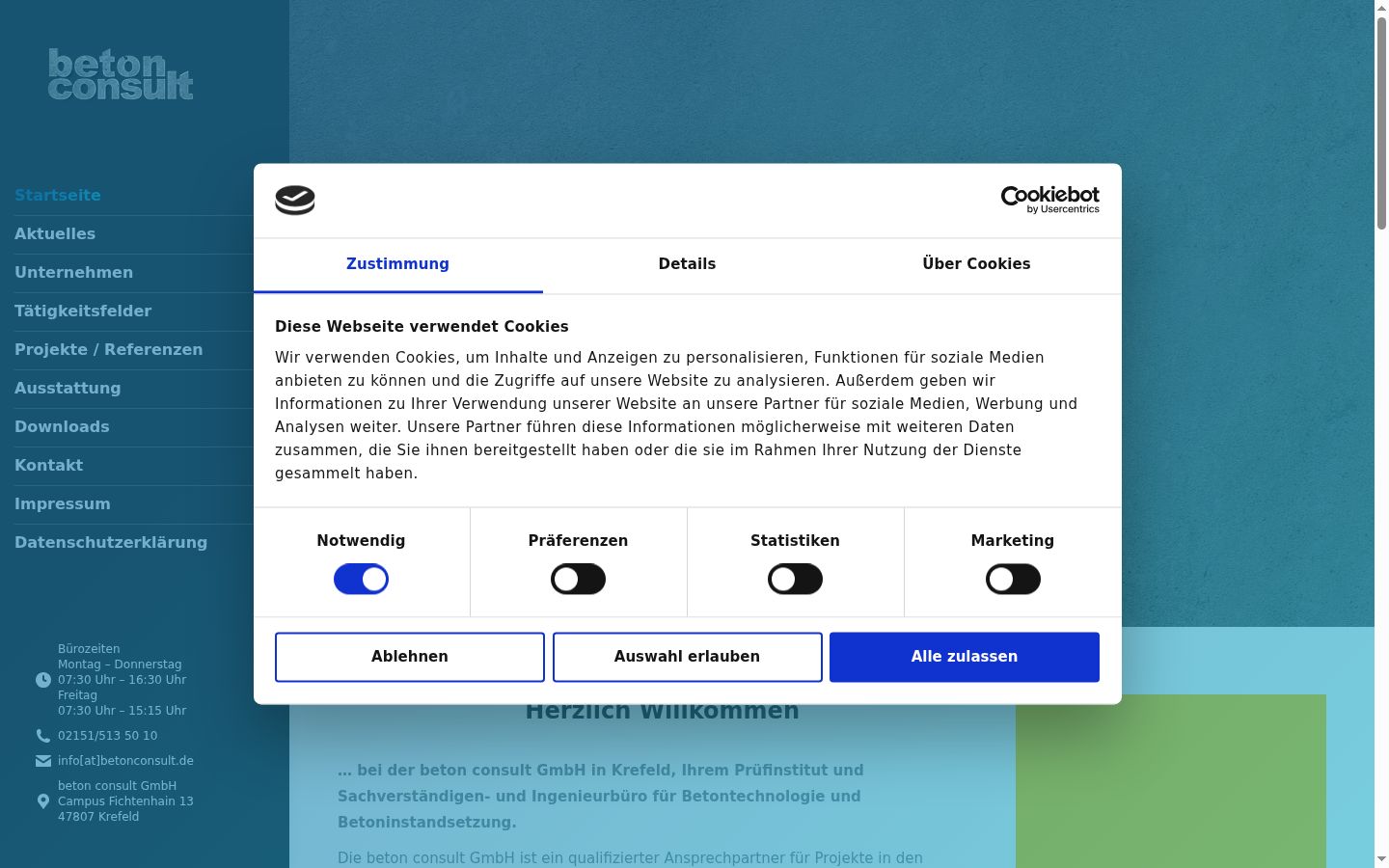Captura de ecrã do banner de consentimento apresentado antes de qualquer interação