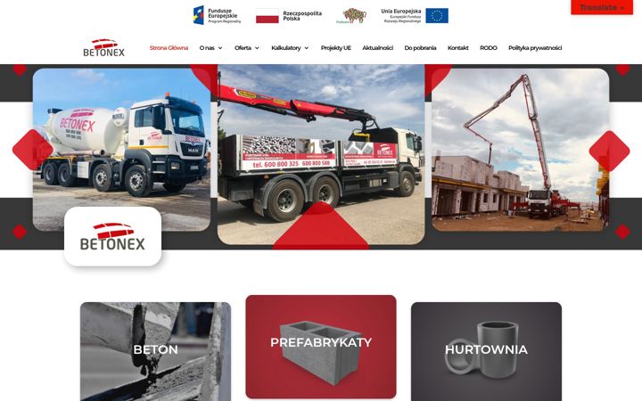 Screenshot van betonex.eu