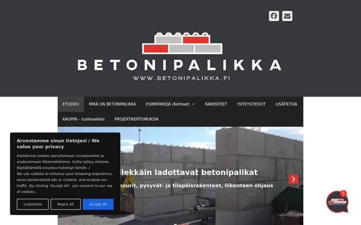 Captură de ecran a betonipalikka.fi