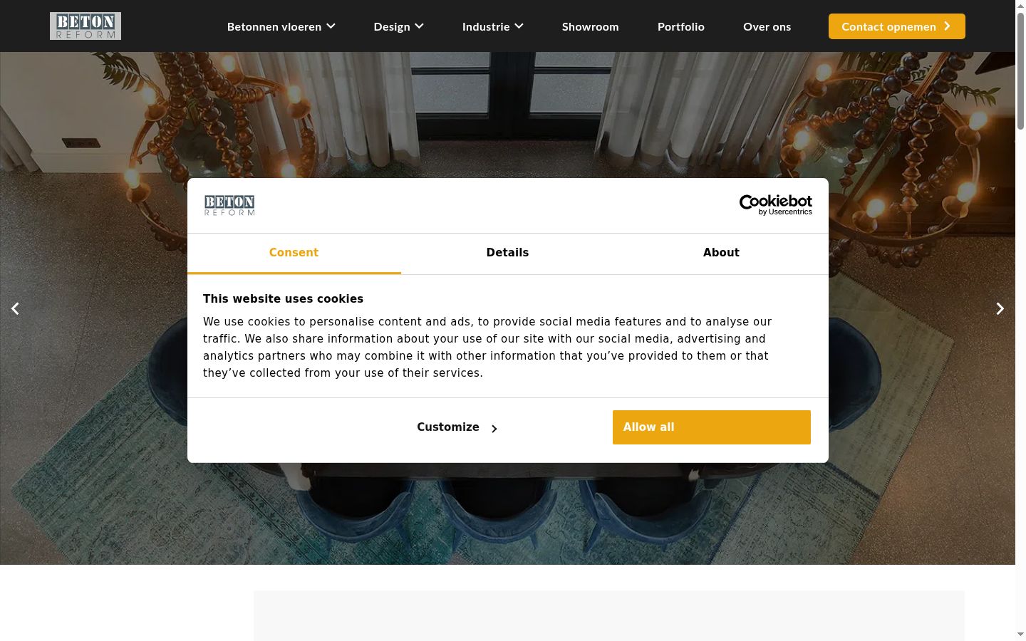 Screenshot of the consent banner shown before any interaction
