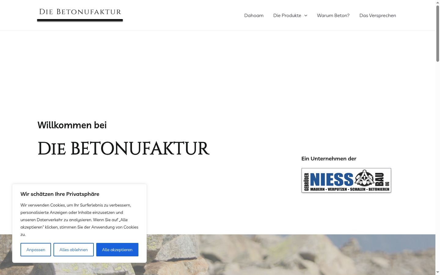 Screenshot des Einwilligungsbanners vor jeglicher Interaktion