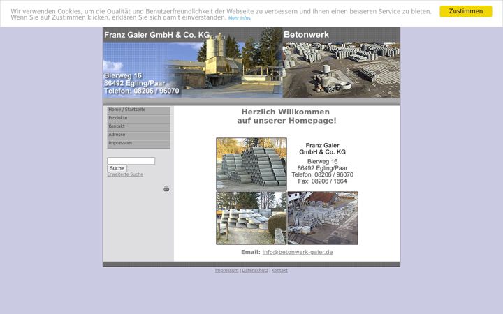 Screenshot of betonwerk-gaier.de