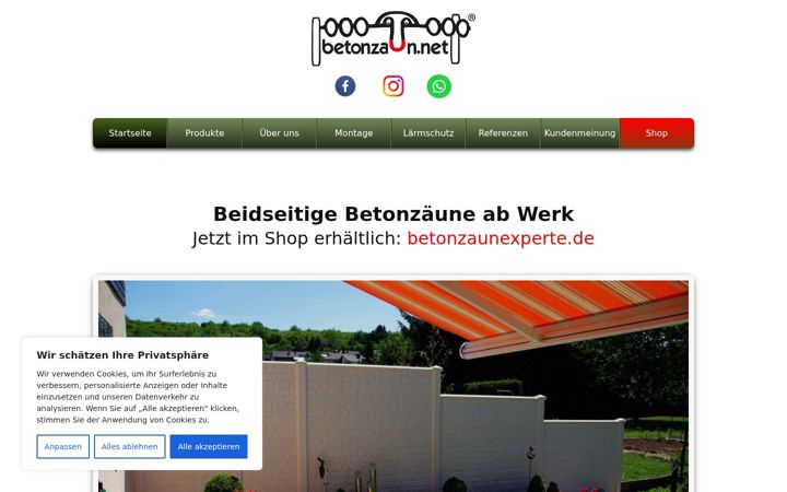 Screenshot of betonzaun.net