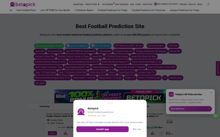 Captură de ecran a betopick.com