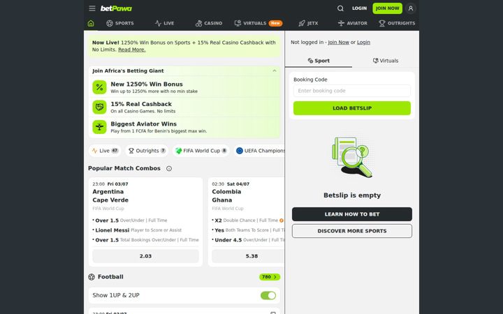 Screenshot of betpawa.bj