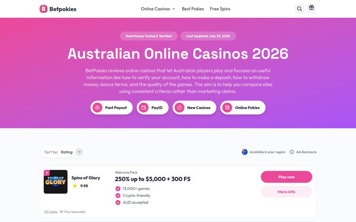 Screenshot of betpokies.com