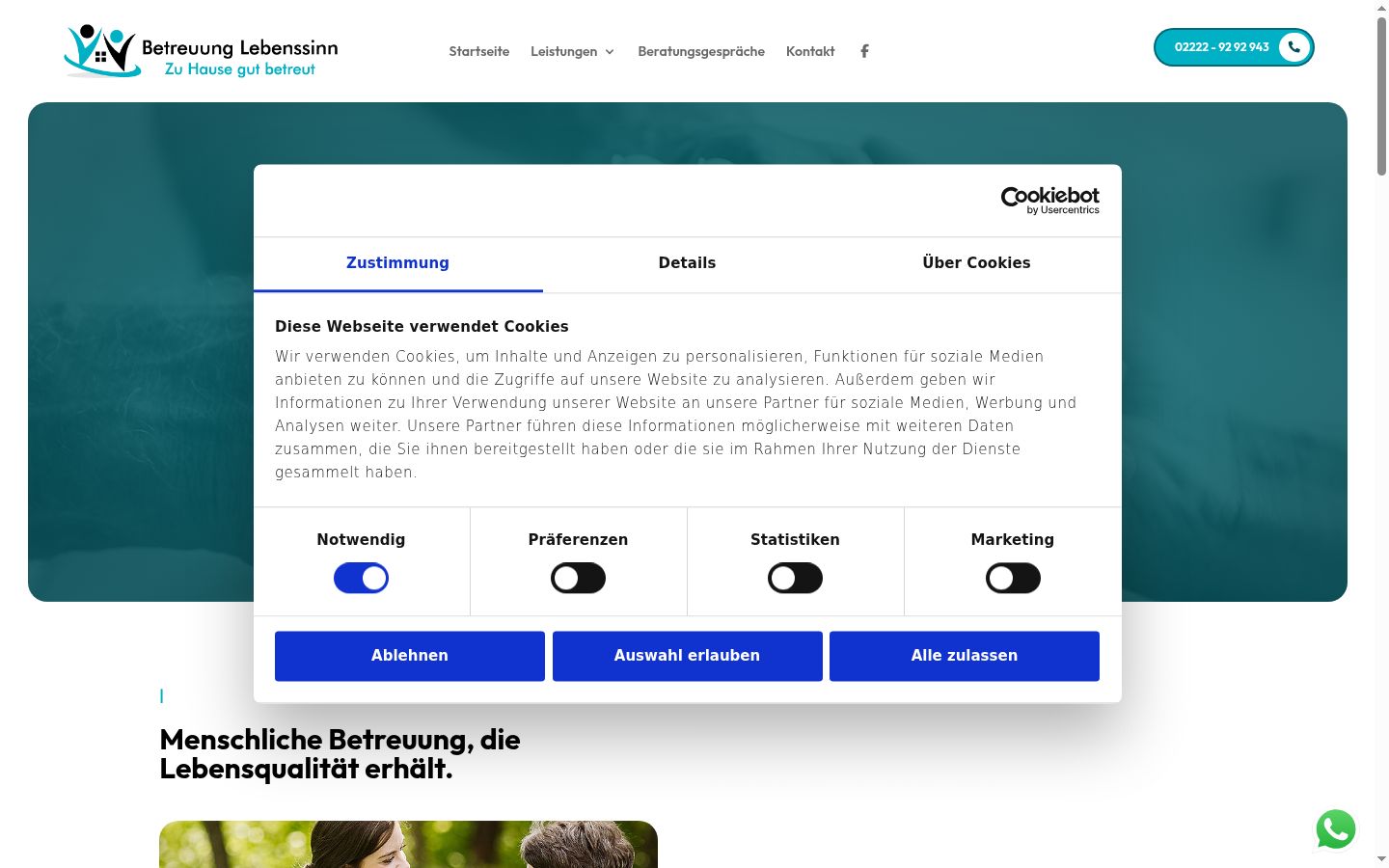 Screenshot of the consent banner shown before any interaction