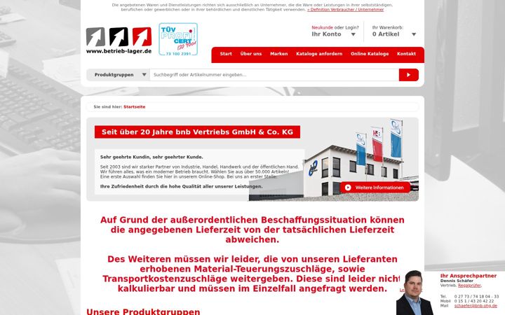 Screenshot of betrieb-lager.de