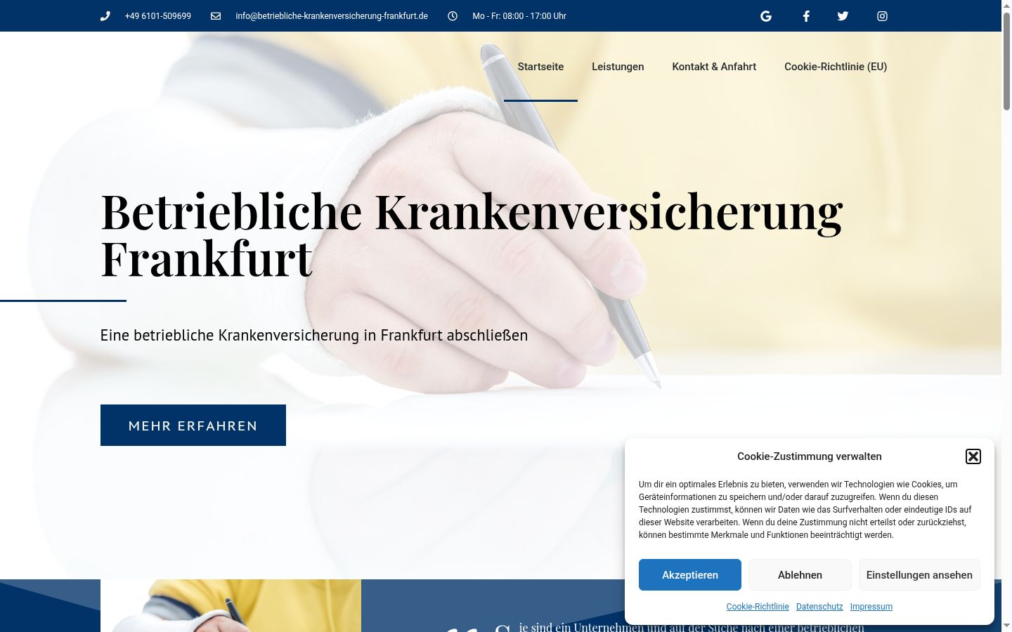 Screenshot of the consent banner shown before any interaction