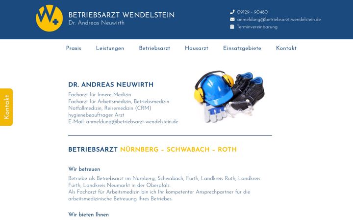 Screenshot of betriebsarzt-wendelstein.de