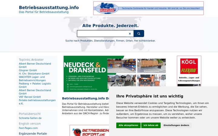 Screenshot of betriebsausstattung.info