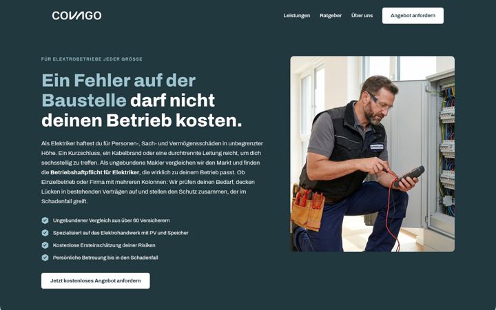 Screenshot of betriebshaftpflicht-fuer-elektriker.de