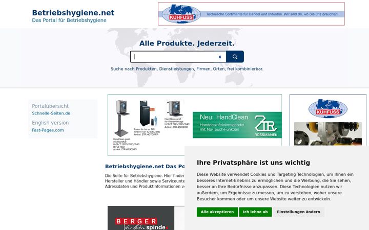 Screenshot of betriebshygiene.net