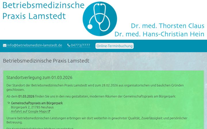 Screenshot of betriebsmedizin-lamstedt.de