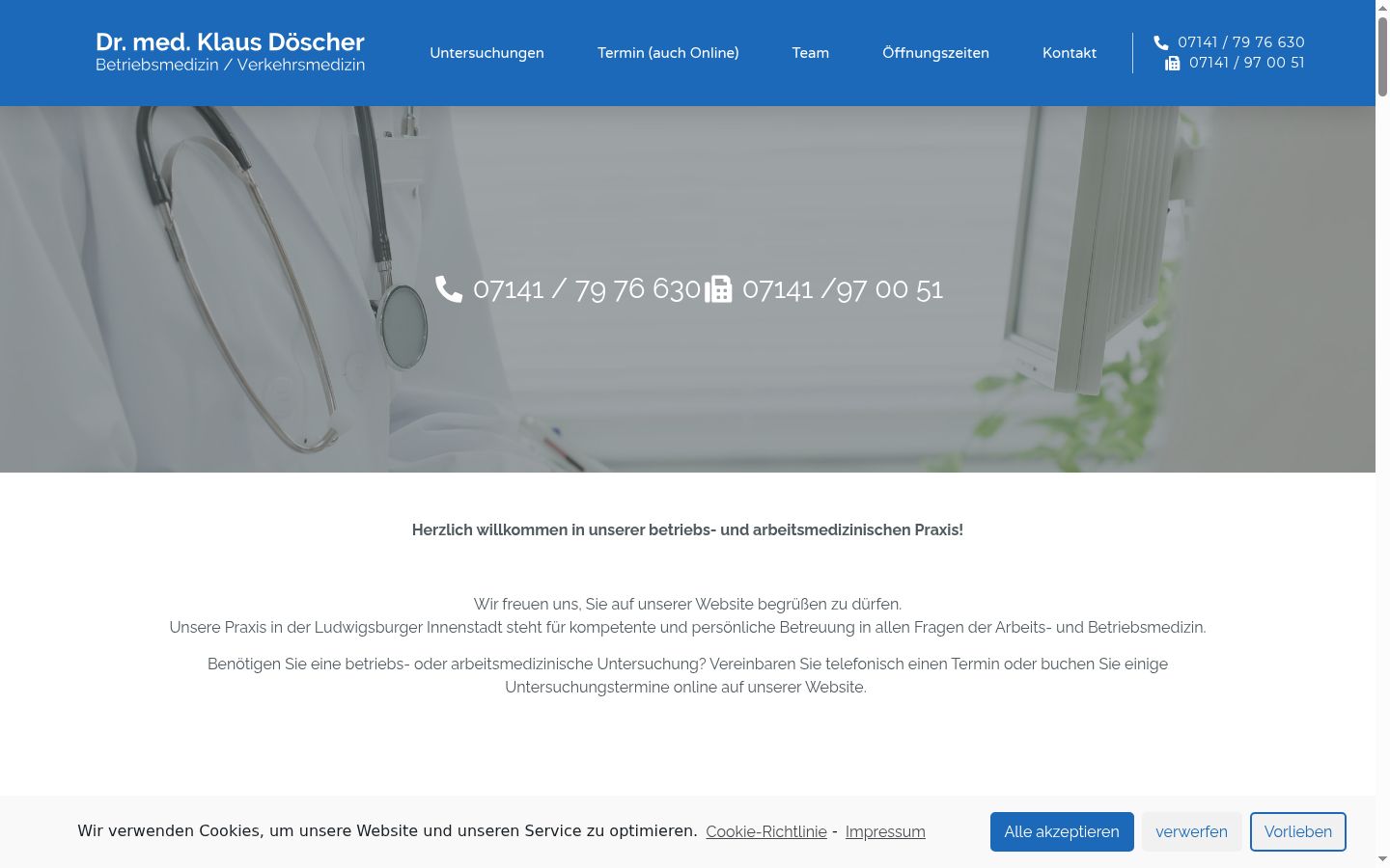 Screenshot des Einwilligungsbanners vor jeglicher Interaktion