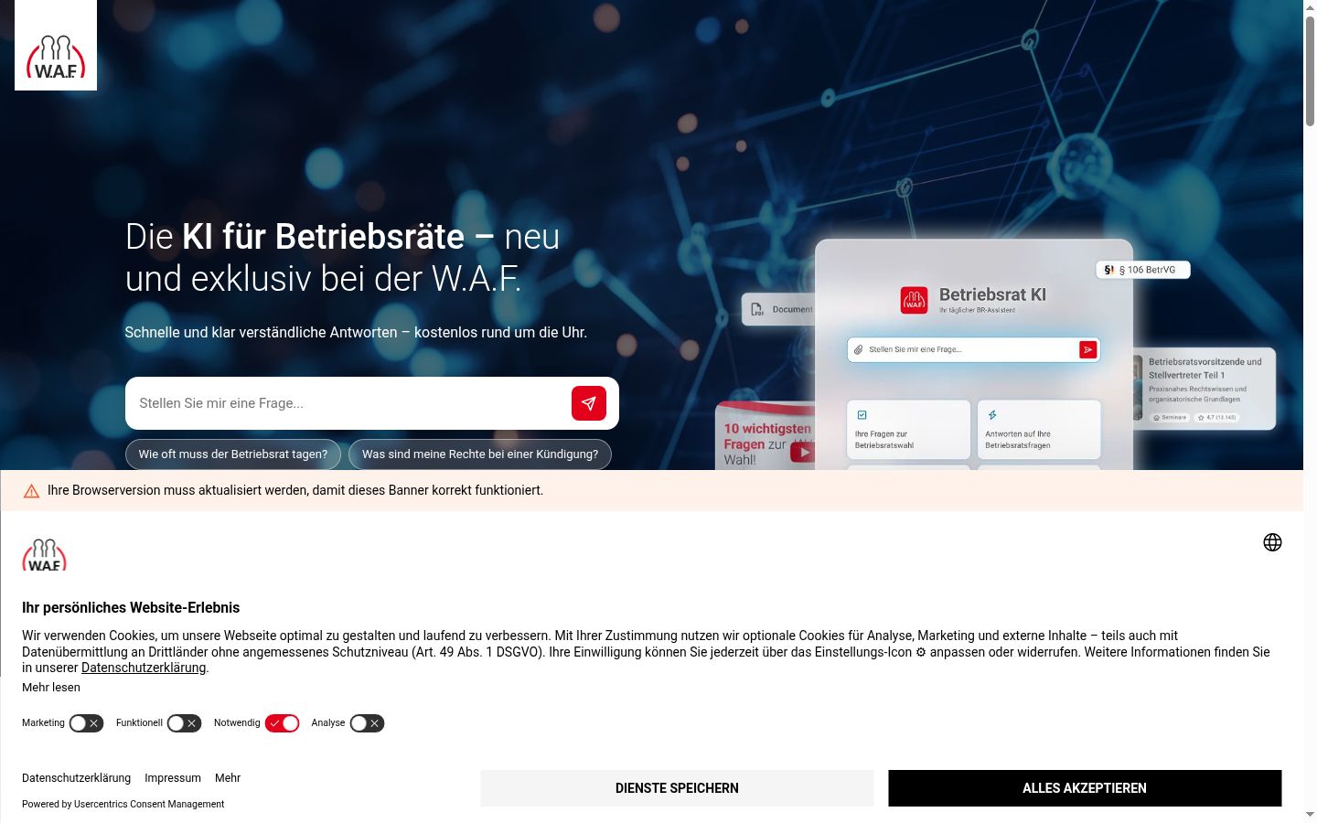 Screenshot of the consent banner shown before any interaction