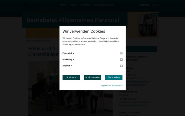 Screenshot of betriebsrat.unileoben.ac.at