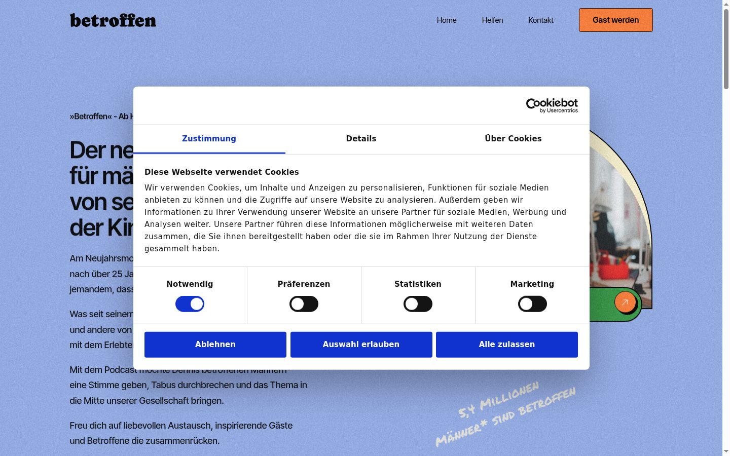 Screenshot of the consent banner shown before any interaction