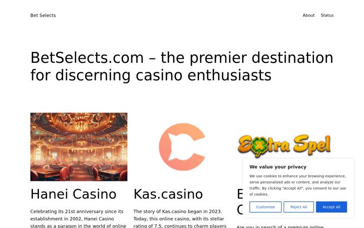 Screenshot of betselects.com
