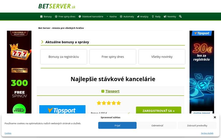 Ekrānuzņēmums no betserver.sk